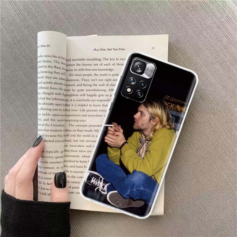 

Retro Singer Kurt Cobain Phone Case For Redmi Note 13 12 Pro Plus 14 15 Pro 5G 11 11T 11E 11S 10 Pro 10S 9 9S Cover Cell Clear T Redmi Note 10(10S)4G
