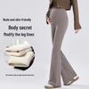 Winter Fleece-Lined Maternity Flare Pants with Abdominal Support and High Waist Design