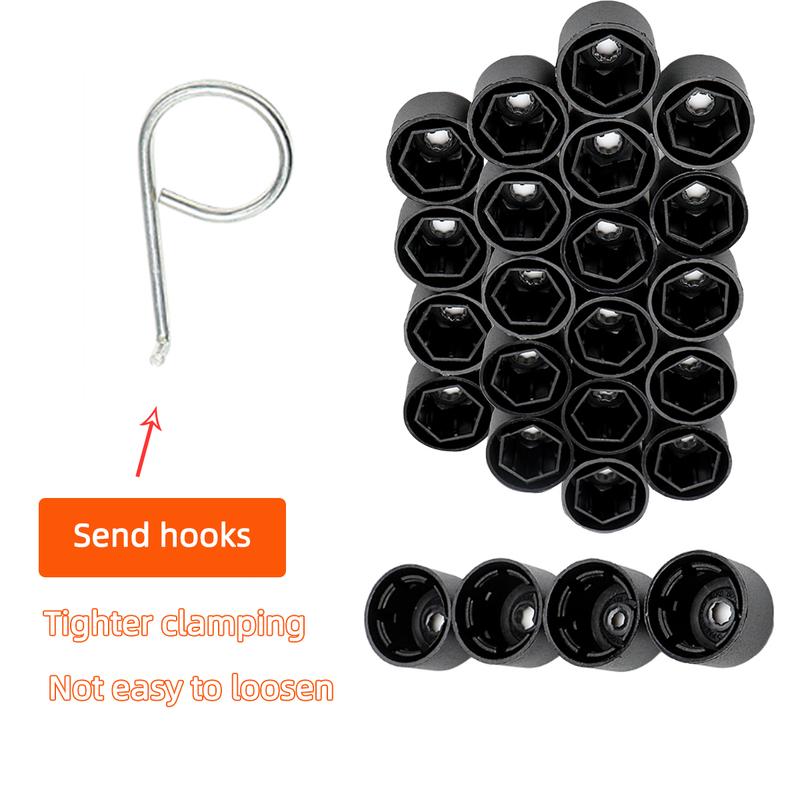 24pcs 17mm Black Wheel Nut Cover Lock Bolt Cover Abs Plastic Strip Disassembly Tool Dust Cover Suitable For Volkswagen Models