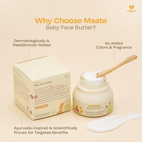 Maate Baby Face Butter (50 gm) | Enriched with Shea Butter & Avocado | Baby Cream For Face | Baby Face Butter For Kids 0-12 years