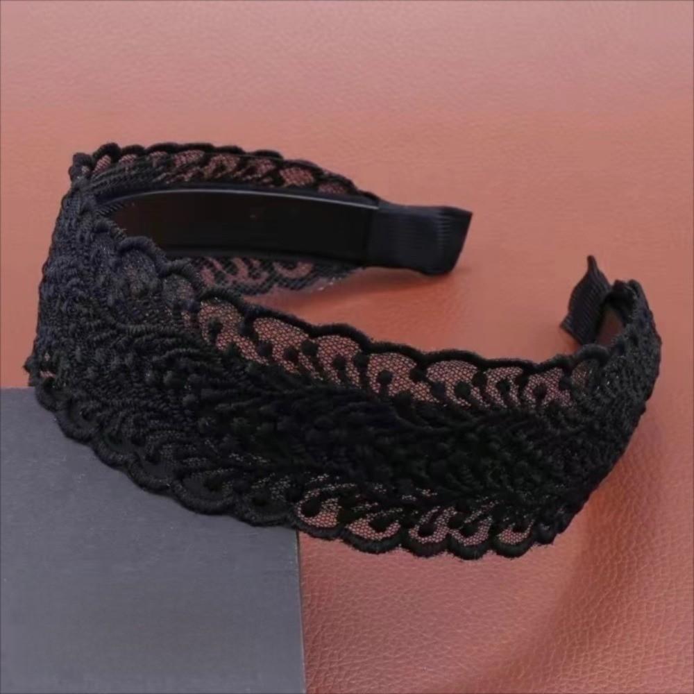 Fashion Vintage Lace Hair Hoop Anti Slip Hollow Lace Hairband Head Wrap Hair Accessories Elegant Women's Wide Headband Daily Use