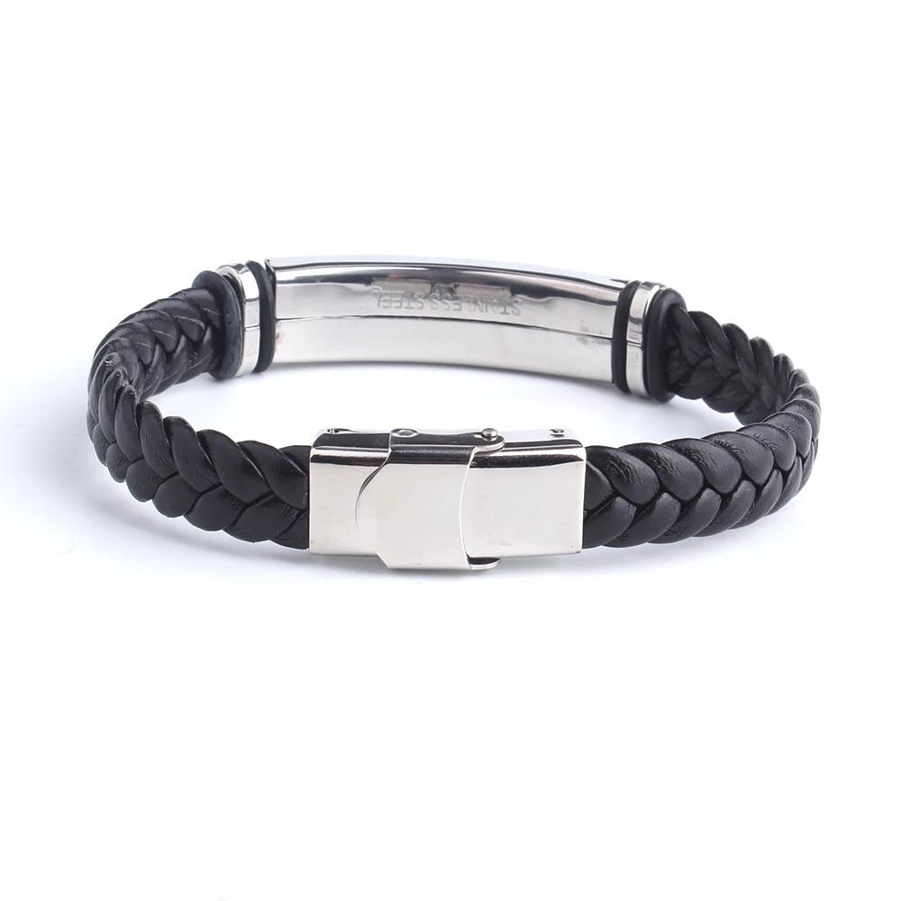 Punk SOS Medical Custom Text Leather Bracelets For Women The Snake Emblem Rod of Asclepius Stainless Steal Men Bracelets Jewelry