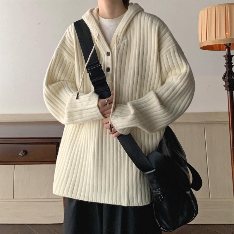 Hooded Sweater, Men's Autumn and Winter Ins, Gentle Wind, Soft and Waxy Short Jacket, Loose and Lazy Warm Knit