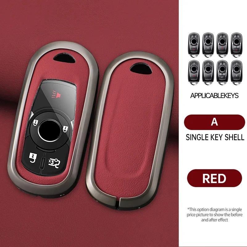 Zinc Alloy Genuine Leather Auto Key Fob Case Cover Fit For Chevrolet Tahoe Suburban Fit For Gmc Yukon Fit For Buick Envision S Plus Avenir -