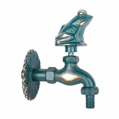 Nostalgie Frog Garden Tap, Patinated Brass Outdoor Tap 1/2 Inch