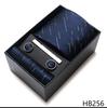 Tie Handkerchief Cufflink Set For Men Necktie Holiday Gift Box Blue Gold Suit Accessories Slim Wedding Gravatas