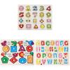 Wooden Childrens Number And Letter Puzzle Blocks Educational Toy For Early Learning
