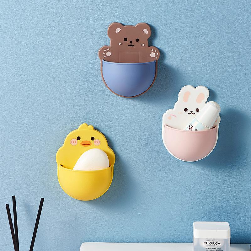 Saboneteira de Parede Desenho Animado Autoadesiva Porta-Canetas de Parede, Armazenamento para Escrita com Canetas Marcadoras, Armazenamento de Mesa, Fofa