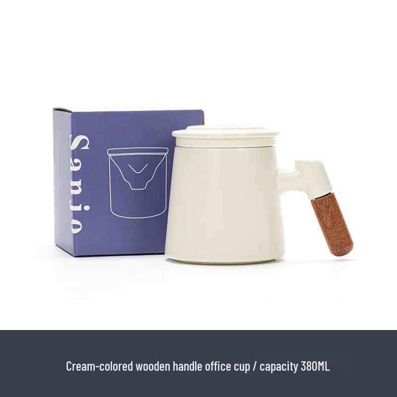 Chaxun Ceramic Filter Tea Mug with Wooden Handle