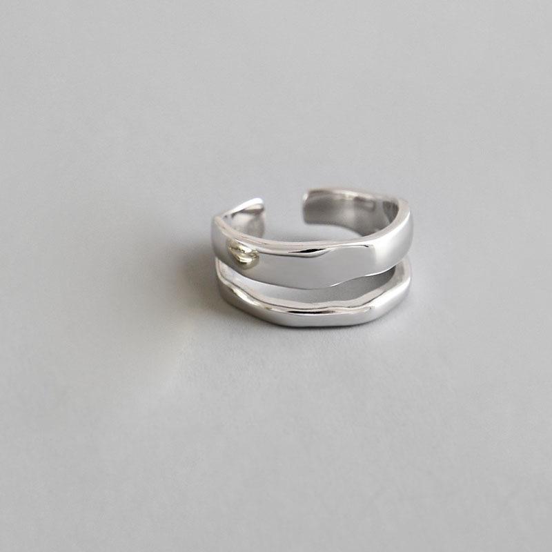 Elegante Eheringe Einfache Geometrische Mehrstöckige Handgefertigte Schmuckstücke für Damen Edelstahl Herrenringe Verstellbarer Ring