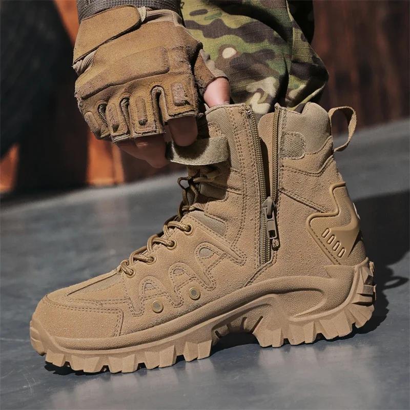 Men Tactical Boots Motorcycle Breathable Male Climbing Hiking Shoes Lace Up Army Boots Desert Boot Unisex Safety Hunting Boots