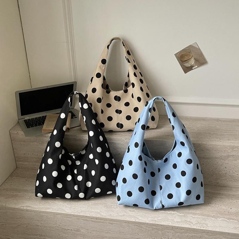 Niche Polka Dot Women's Single Shoulder Bag, Versatile Color Block Design, Large-Capacity Korean Style Underarm Bag
