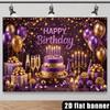 2D Purple Gold Birthday Banner Cake Table Background Photo Booth