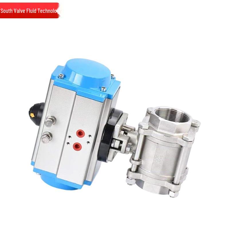 Pneumatic Stainless Steel 3-Piece Female Threaded Ball Valve Q611F-16P, High Platform