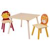GINGER HOME Children's Table + 2 Wooden Chairs – ANIMALS Theme – Play, Drawing, Meals, Learning – For Bedroom or Nursery