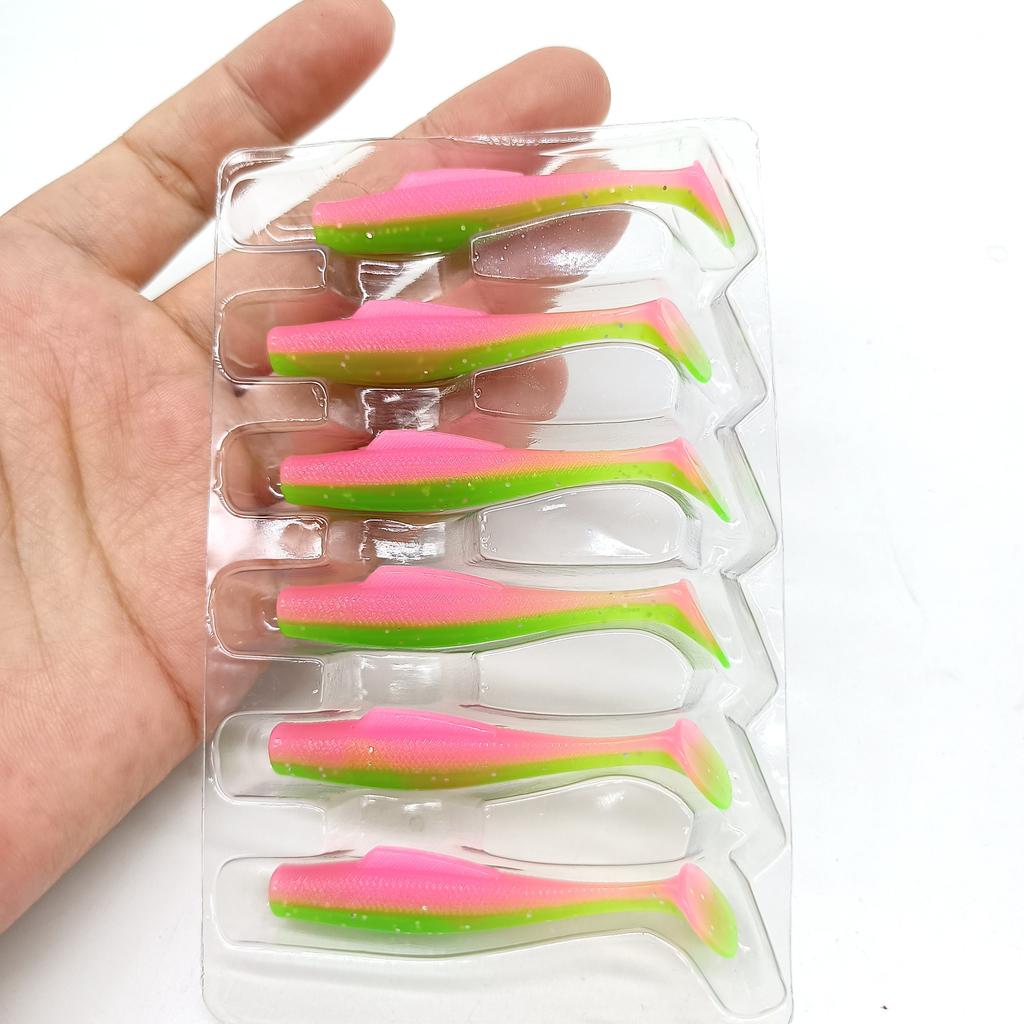DUODUOYU 6 SZT NOWA MIĘKKA PRZYNĘTA WĘDKARSKA TPE 1,7g/55mm Ogon T Miękki Silikonowy Wobbler Smuga Na Szczupaka Okonia Przynęty Wędkarskie