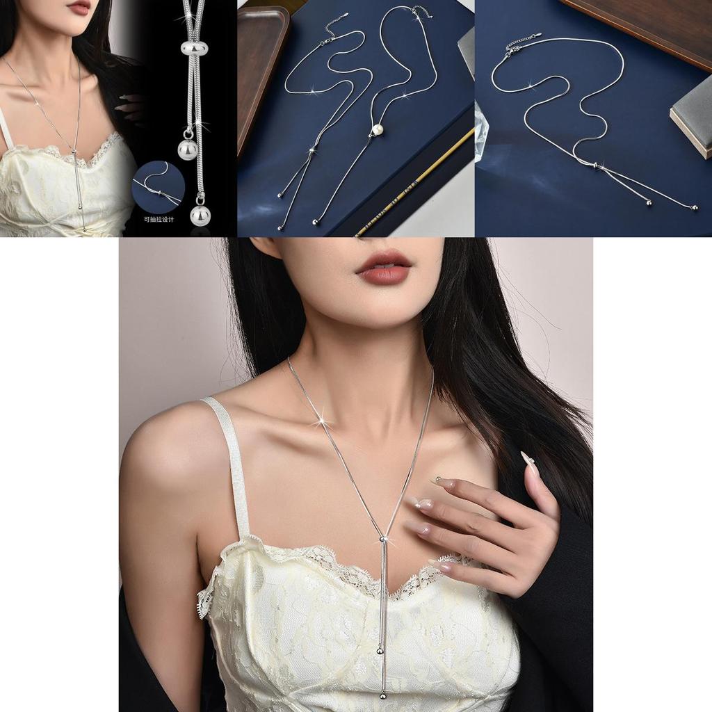 Stylish Geometric Titanium Steel Pendant Sweater Necklace For Women With Elegant Design