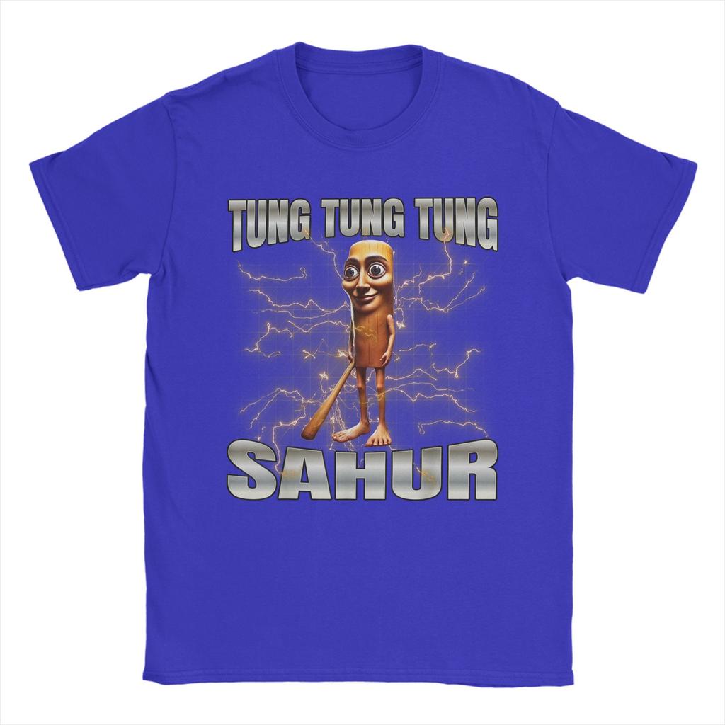 Vintage Tung Tung Tung Sahur Italian Brainrot Meme T-Shirts Men Round Collar Pure Cotton T Shirts Short Sleeve Tees Clothing