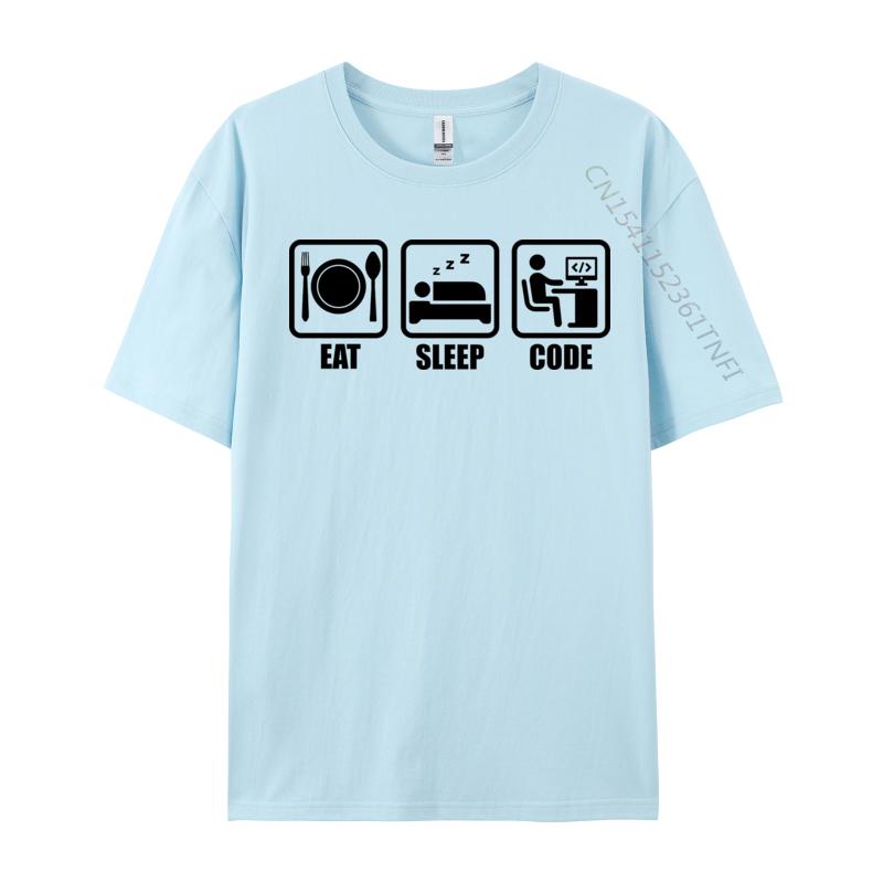 

Eat Sleep Code Tshirt Casual High Quality Camisa TShirt 100 Cotton Fabric Mens Tops T Shirt Top Tshirts 4XL