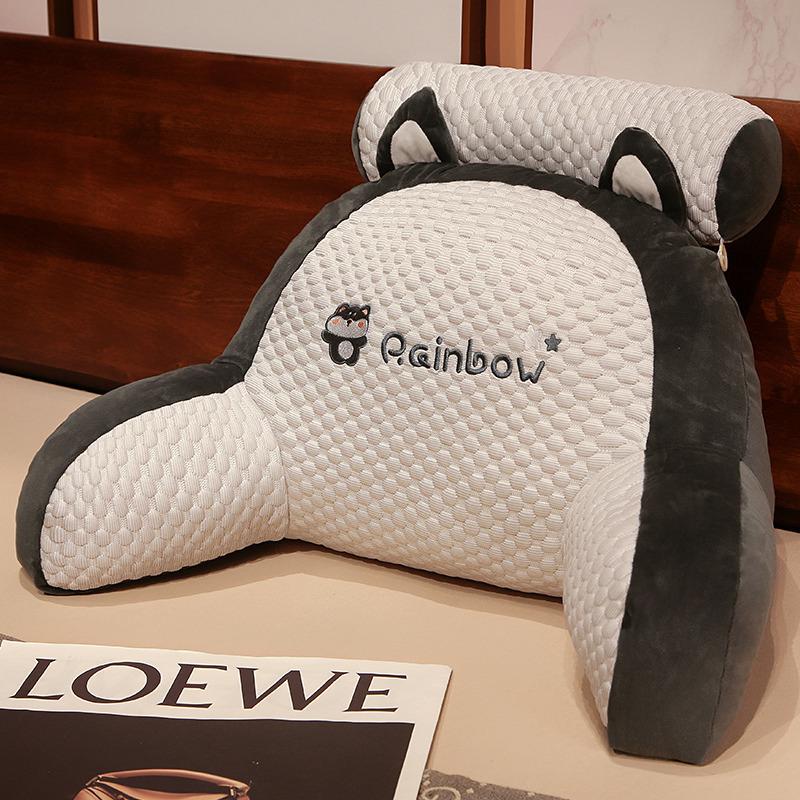 Ice Bean Cartoon Bedside Cushion: Soft Lumbar Support Pillow for Reading and Lounging