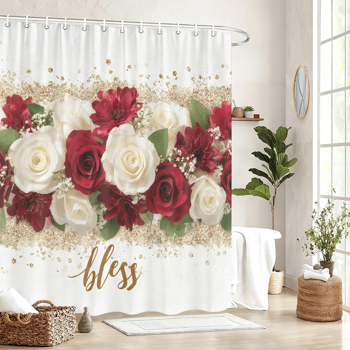 

Artistic Themed Polyester Shower Curtain - Stylish Bathroom Decor With Floral & Figure Prints, Elegant Bath Polyester For Home W60H190(CM)-1 Pcs