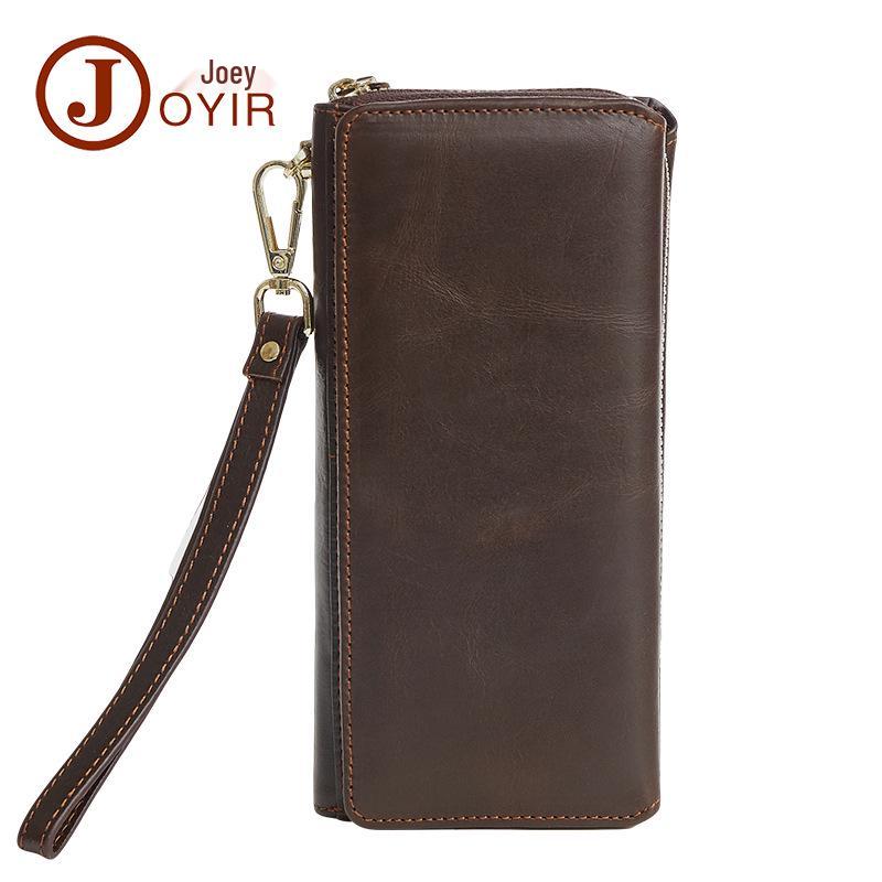 

Мужской деловой клатч из натуральной коровьей кожи: Длинный кошелек с отделениями для нескольких карт коричневый