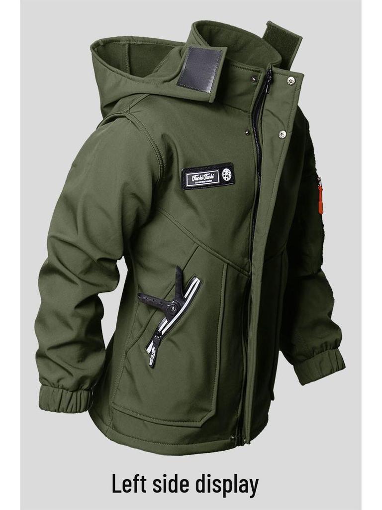 Herr 2024 Grön Taktisk Softshelljacka - Vinter Slitstark Militär Arbetskläder Set