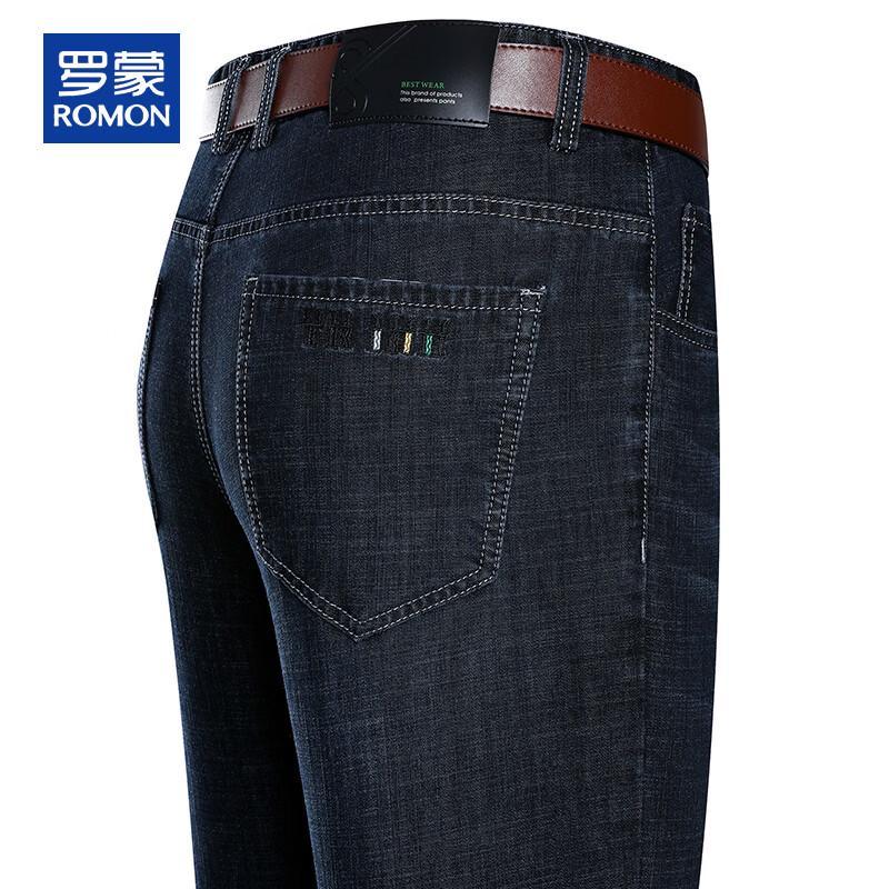 ROMON Men's Summer Loose Straight Stretch Jeans