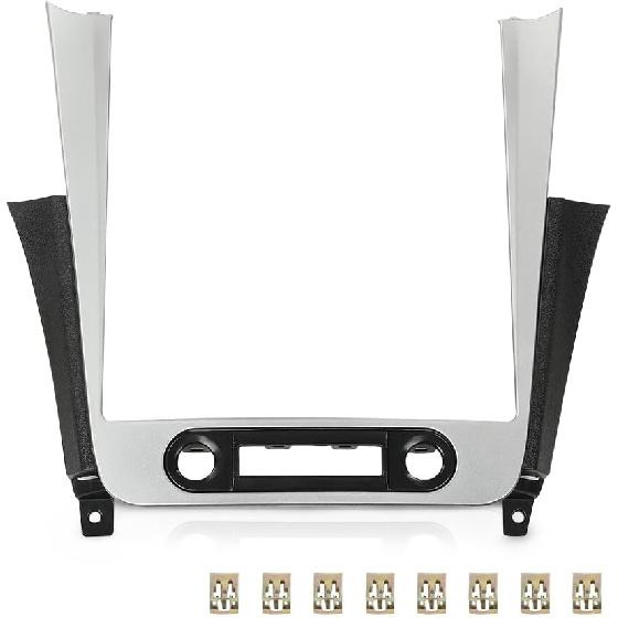 

PIT66 Dash Radio Bezel Trim Vent Compatible with Chevy Malibu 2008-2012 Silver Black Center Dashboard Cover 2008-2012 Chevy Malibu