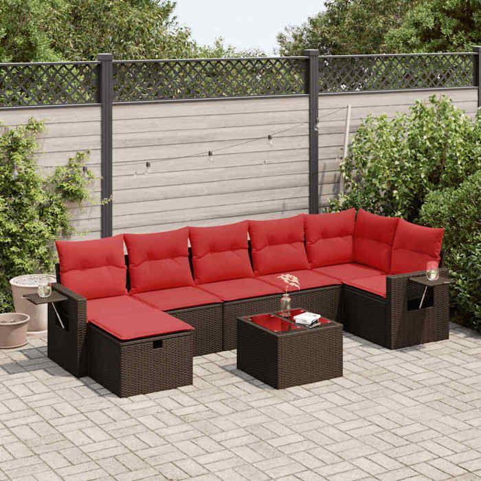 VidaXL Garden Lounge Set 8 Pcs with Brown Cushions Wicker 3325520