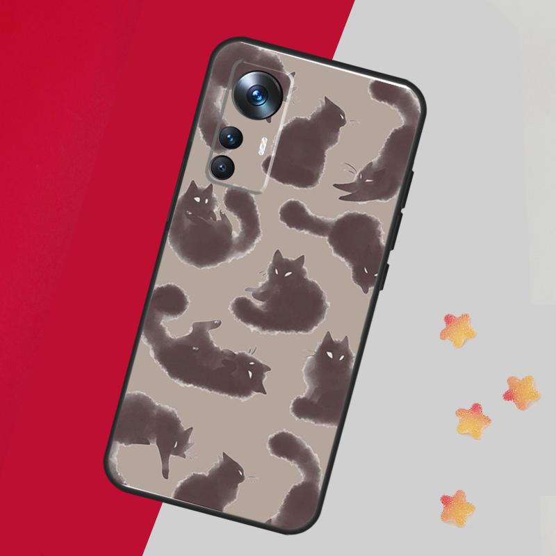 Black Cats Ink Cute Pet Witch Art Case For Xiaomi 15 14 13 Ultra 11T 12T 13T 14T Pro Cover For POCO X7 X6 X3 X5 F5 F6 F7 Pro