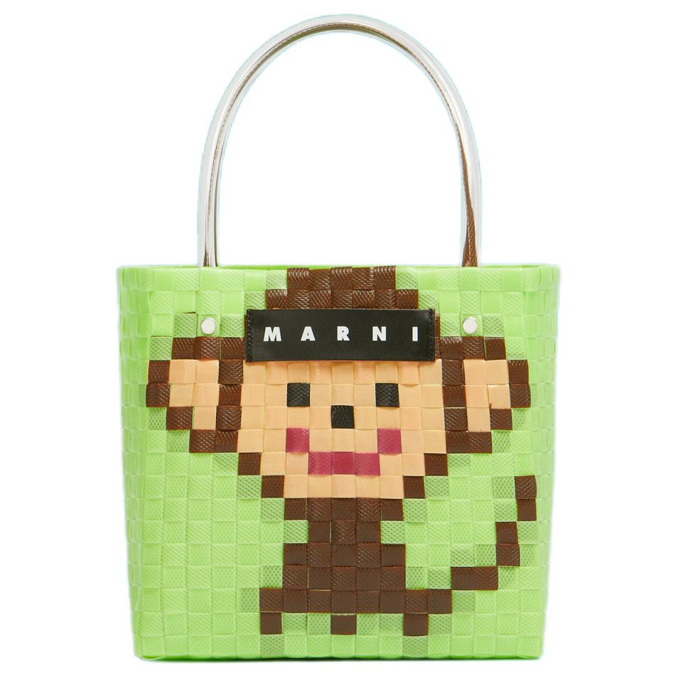 Marni Market Letter Patch Woven Pattern Polypropylene Tote Bag Women Tote Bags Light-Green SHMH0063JKRF08100V20 Basic Set (Bag+Dust Bag)