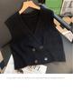Big V-neck Solid Color Knitted Vest for Women's Outerwear Cardigan Korean Version Sleeveless Jacket for Women