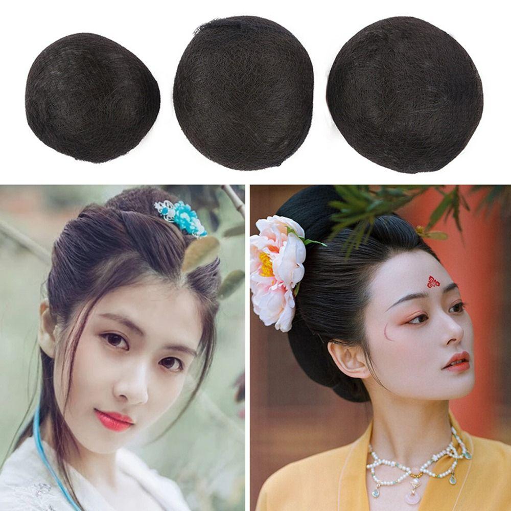 Ancient Girls Women Traditional Hanfu Hair Pads Cosplay Wig Fairy Wig Bag Retro Hair Chignon