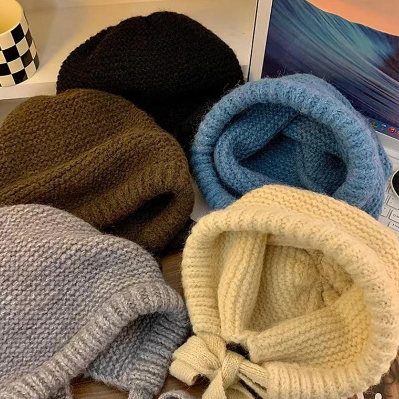 1Pc Autumn And Winter Ear Protection Street Style Knitted Hat Women'S Retro Dual-Use Bag Warm Wool Hat