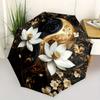 Elegant Floral & Yin-Yang Design Automatic Folding Umbrella, 8-Rib Durable Frame, for Outdoor Use - Ideal Holiday Gift, Outdoo