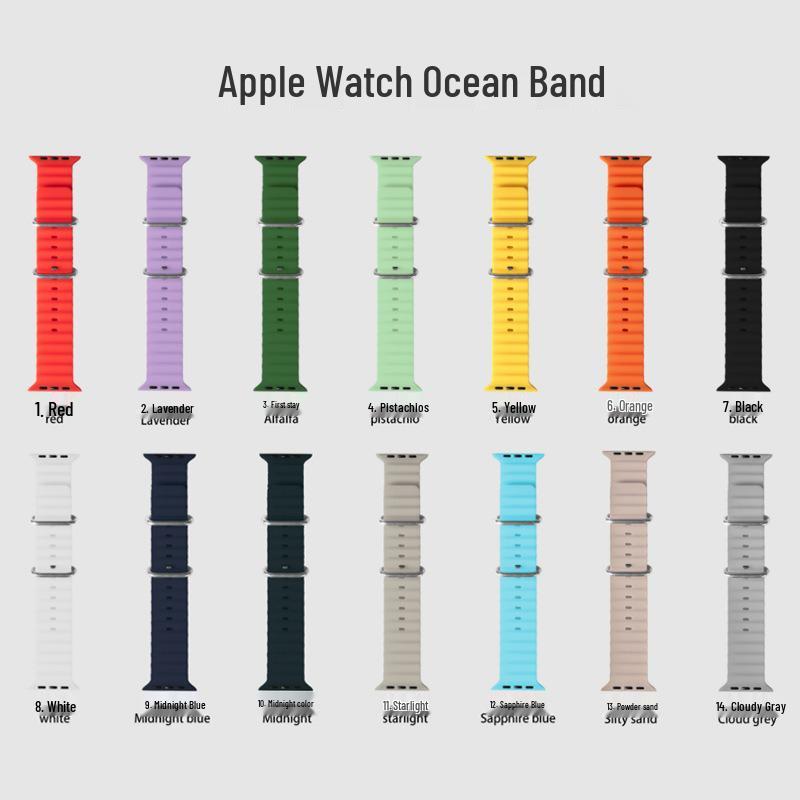 Silicone Ocean Band for Apple Watch Series 8/9/10 Ultra