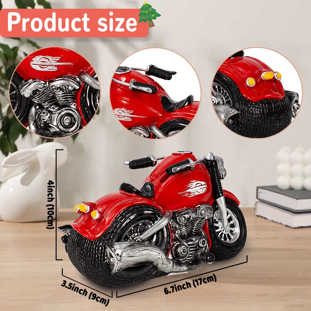 Collectible Figurines Mini Motorcycle Piggy Money Bank for Boys Home Office Table Bookshelf Decor Kid Ornament Toy Vehicle