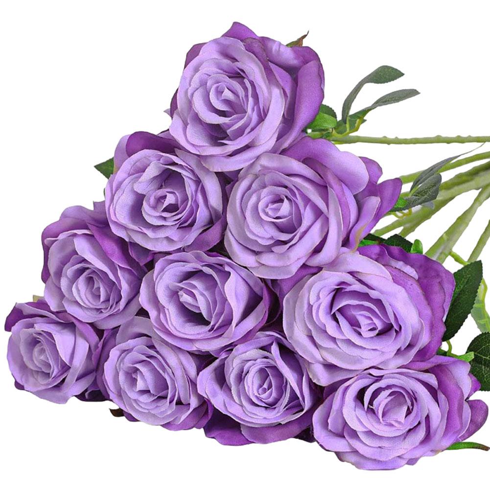 10pcs Artificial Flowers Rose Flower Branch Artificial Red Roses Realistic Fake Rose Bouquet Table Decoration Wedding Home Decor