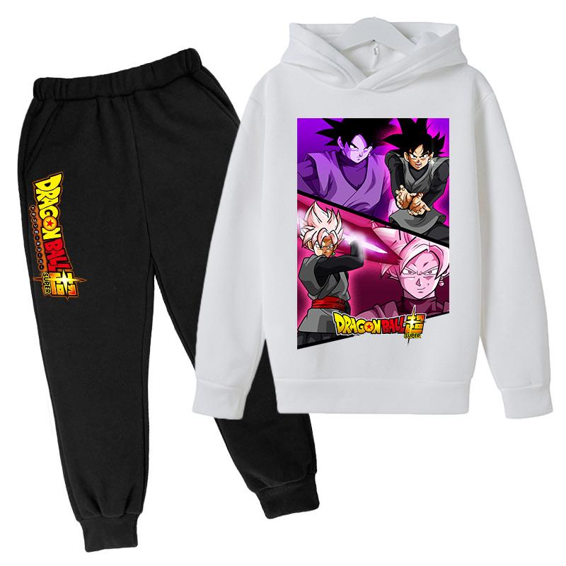 2025 New Anime Dragon Ball Z Hoodie Kids Clothes Boys Baby Girls Clothing Kakarotto Hooded Goku Sweaters Hooded +pants 2pcs