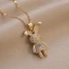 European & American Style Colored Zircon Bird & Butterfly Pendant Clavicle Necklace for Women