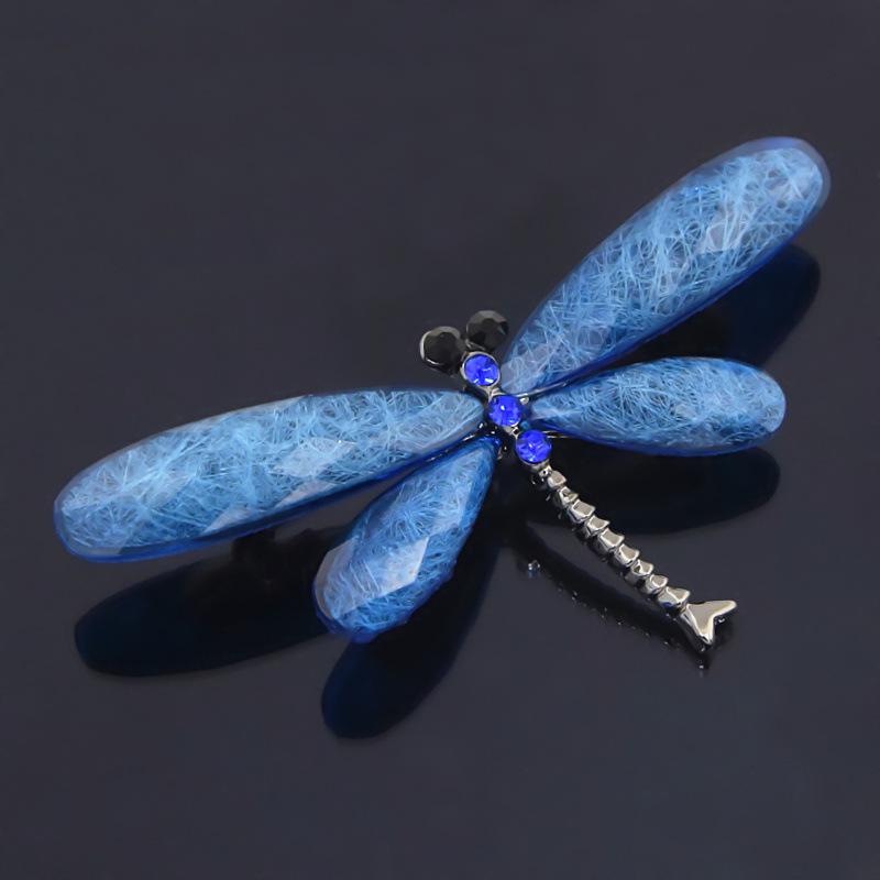 Retro European & American Brushed Acrylic Crystal Dragonfly Brooch - Exaggerated Personality Electroplated Black Dragonfly Pin Accessories