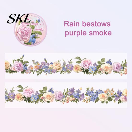 Waterproof Washi Tape Floral Tape, Vintage Flower Pattern PET Decorative Outdoor Use for Junk Journal Supplies, Scrapbooking, DIY Crafts, Gift