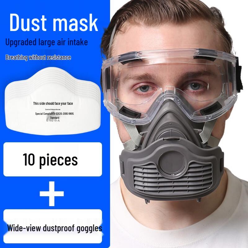 

Longchan Dust Respirator with Anti-fog Goggles and Filters