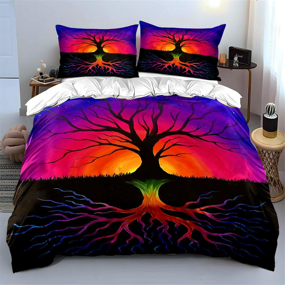 Colorful sunset tree design Bedding sets Duvet cover sets Duvet covers Pillowcases(1* Duvet Cover 2* Pillowcases without duvet insert)