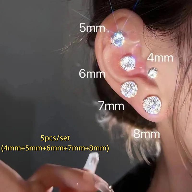 1Set  Simple Magnetic Earrings Ear Studs For Men Women Zircon Ear No Piercing Jewelry Gift