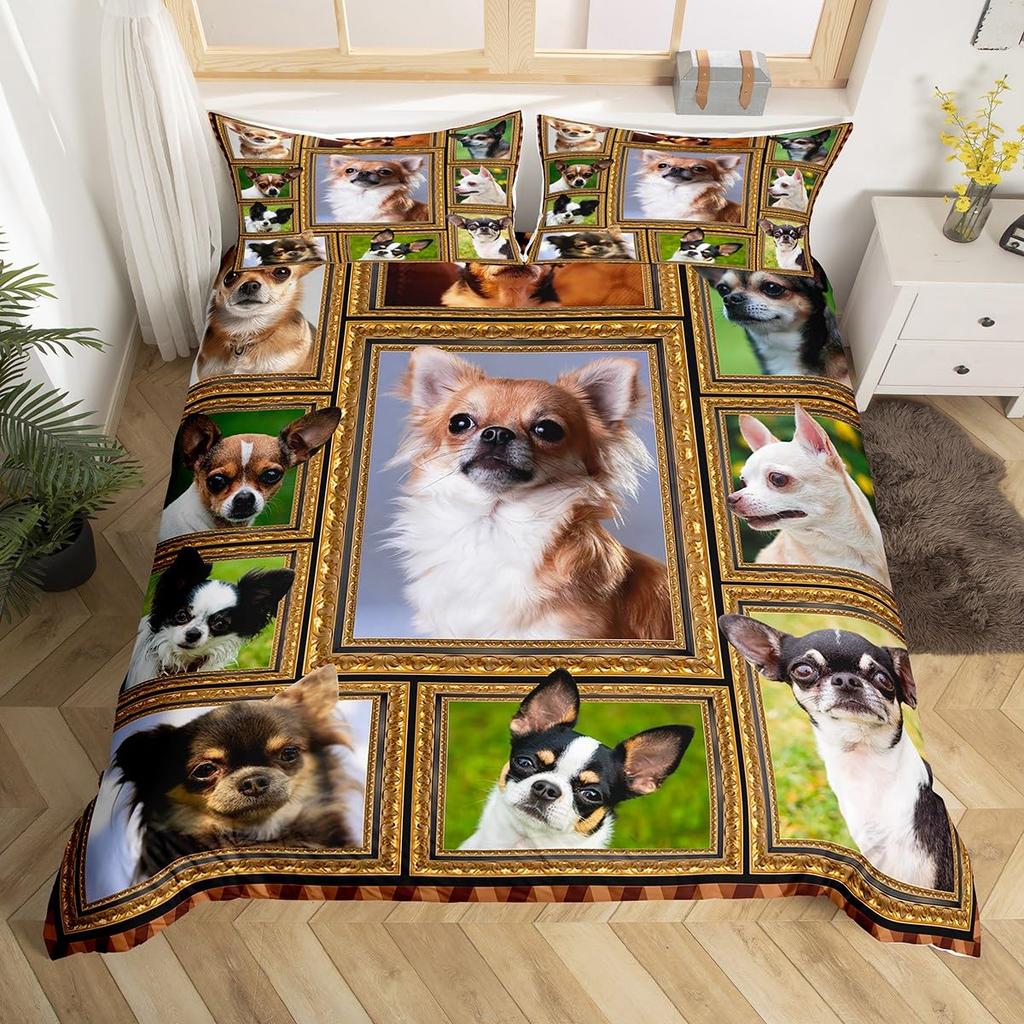 Kawaii Dog Duvet Cover Set Cute Dog Animal Bedding Set For Kids Cartoon Puppy Pug Comforter Covers 1 Quilt Cover 2 Pillowcases