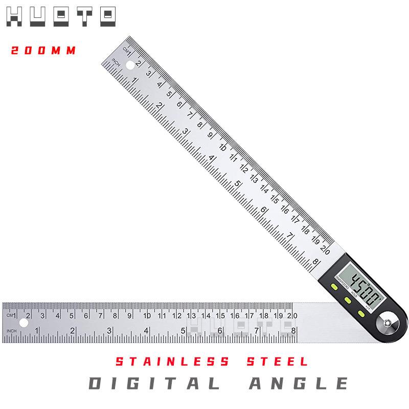 Stainless Steel Digital Angle Protractor 200mm - 360° Ruler for Woodworking