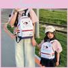 Sweet And Lovely White Oxford Cloth Teen Girl's Original Ins Puppy Backpack With Stars Large Capacity Fresh Style Travel Bag