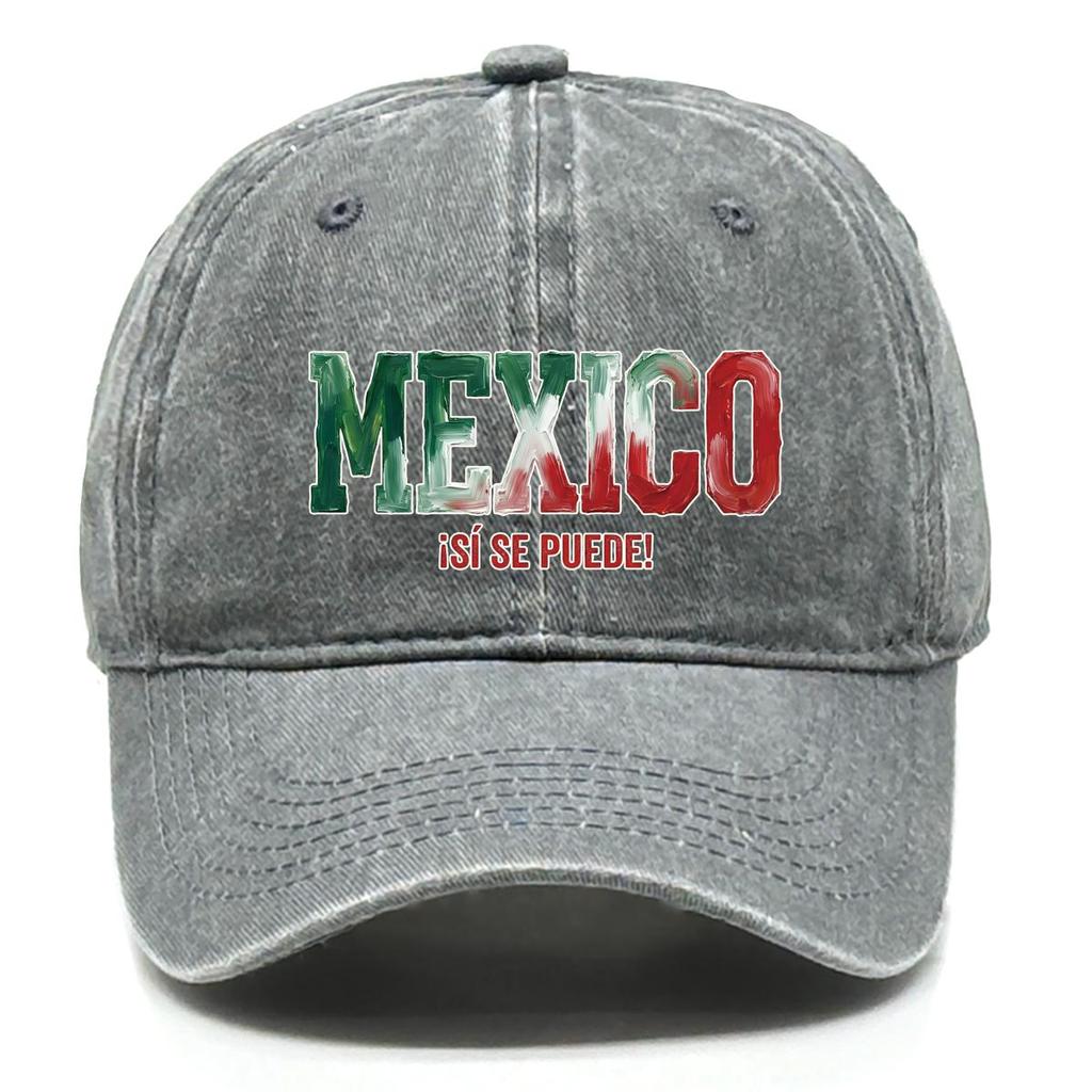 "MEXICO" "SI SE PUEDE" Flag Printed Snapback Baseball Cap , Adjustable Baseball Hat Lightweight Inelastic Fashion Unisex Dad Hat